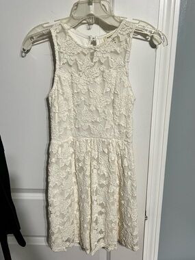 Monteau Cream Lace Fit-and-Flare Girls' Dress